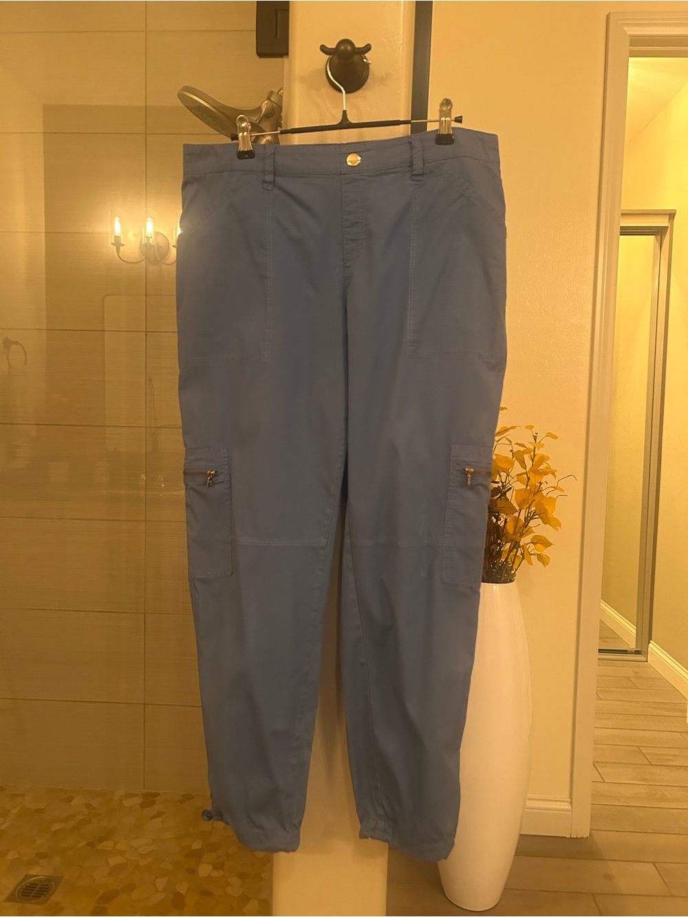 Women's Slate Blue Cargo Jogger Pants with Utility Pockets